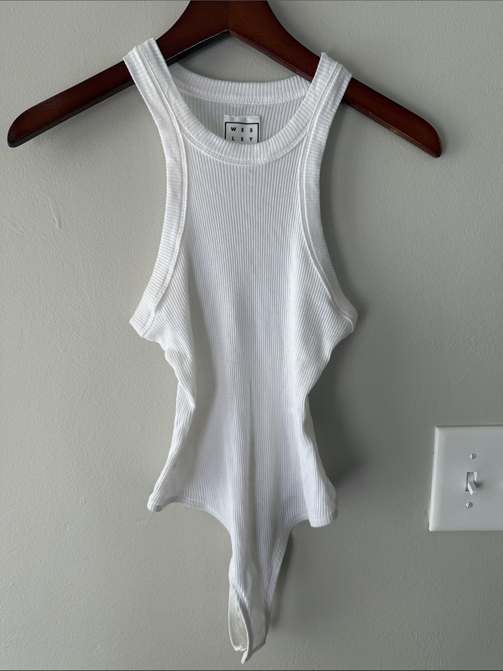 Wesley White Ribbed Racerback Tank Top - Picture 2 of 5